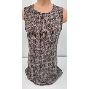 Cabi Chloe Sheer Tunic Top 608 Tank Shirt Women's Size Small Keyhole Black/ Tan